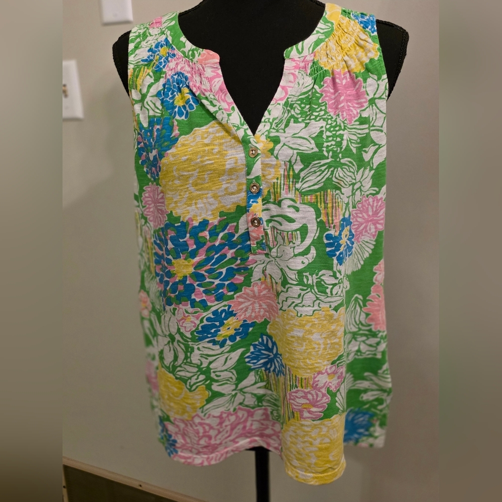 Lily Pulitzer Floral Sleeveless Top - Green, Pink, Yellow